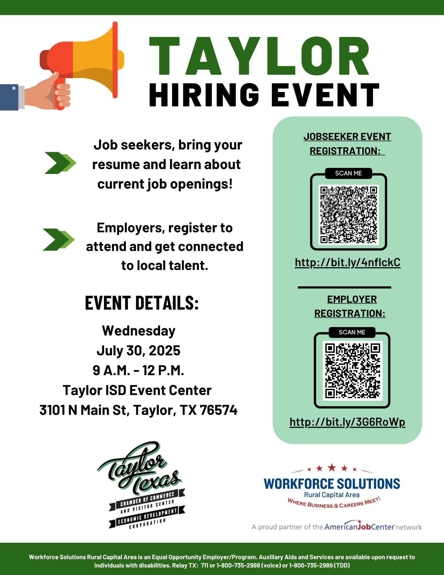 Taylor hiring event july 2025