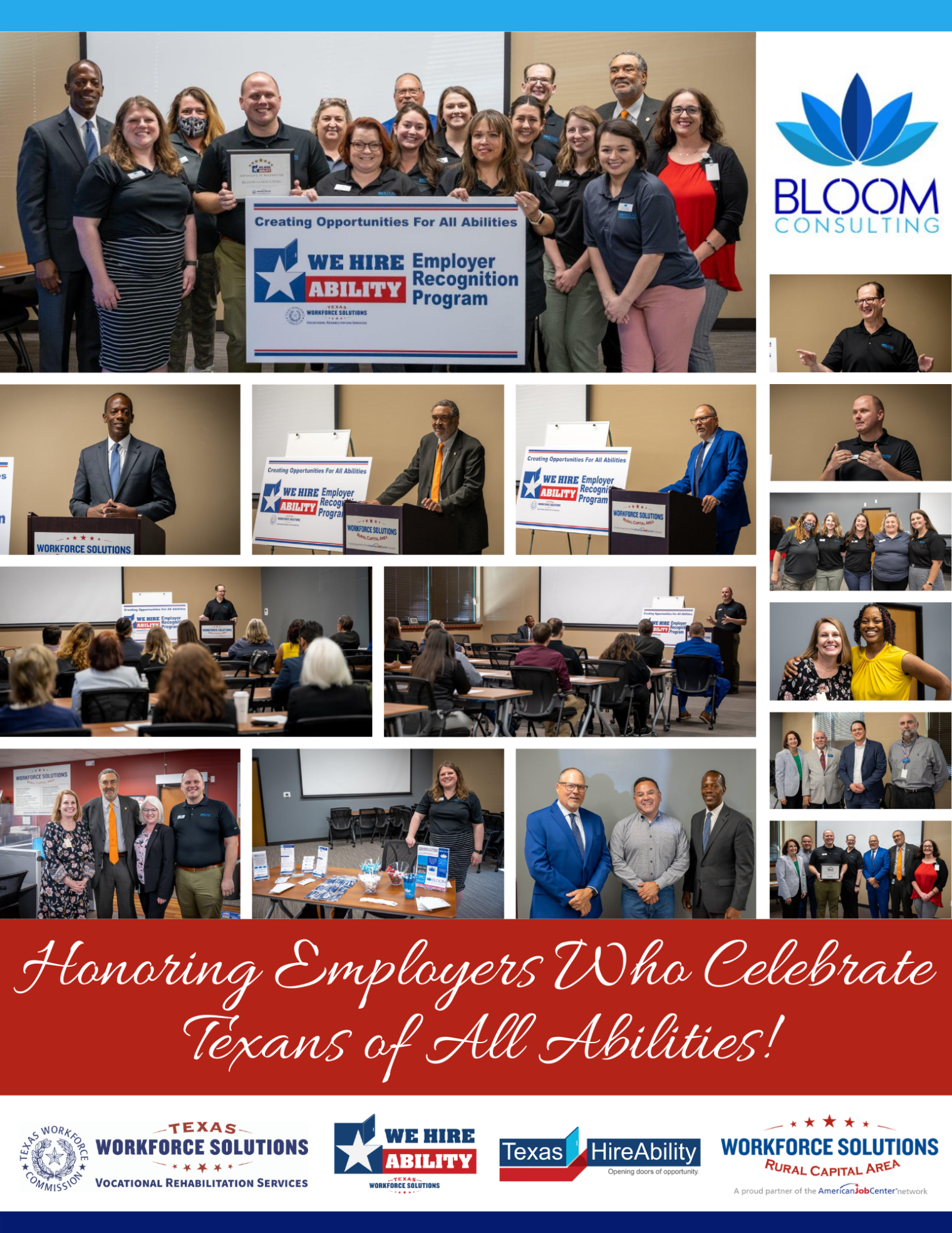 Bloom Consulting Honored as 'We Hire Ability' Employer at Round Rock Ceremony