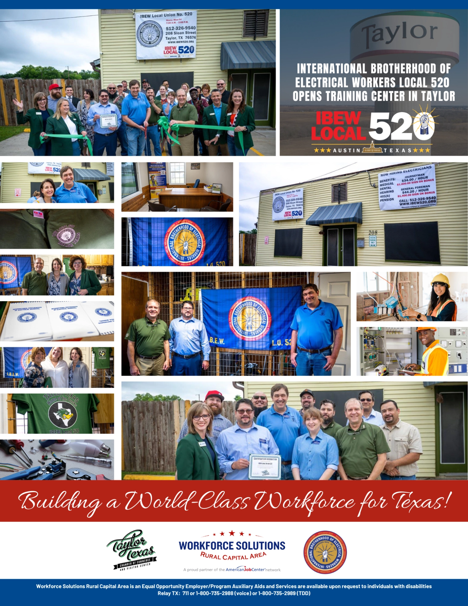 IBEW Local 520 Opens Electrician Training Center in Taylor