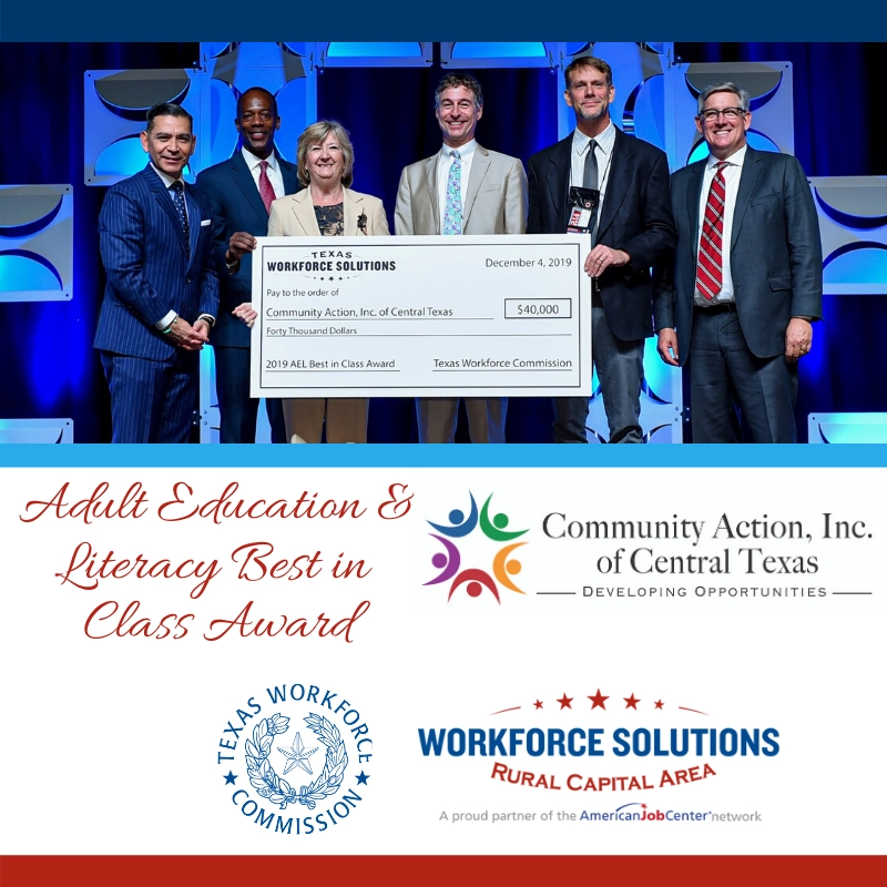 WSRCA Partner, Community Action, Inc., Recognized with Adult Education & Literacy Best in Class Award at TWC Annual Conference
