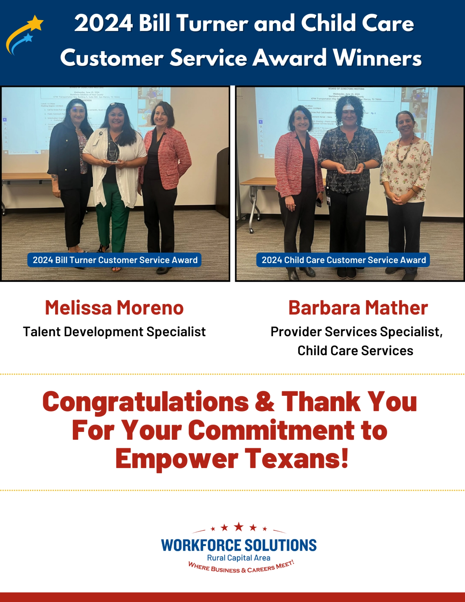 2024 Bill Turner and Child Care Customer Service Award Winners