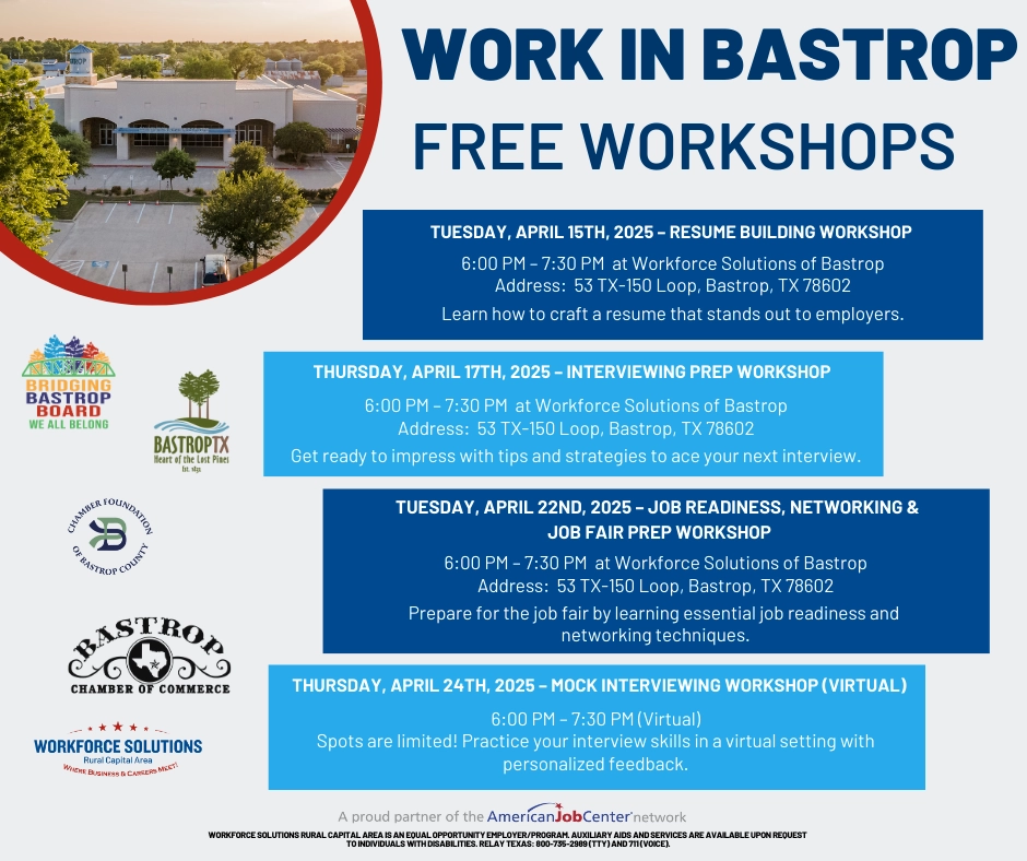 Prepare for Work In Bastrop Job Event With Free Workshops
