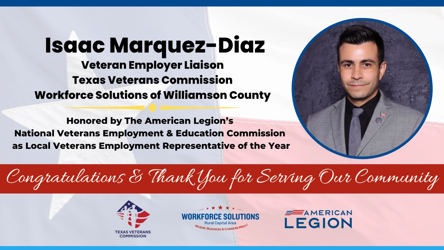 WSRCA Celebrates Isaac Marquez-Diaz’s National Recognition for Advancing Veteran Employment