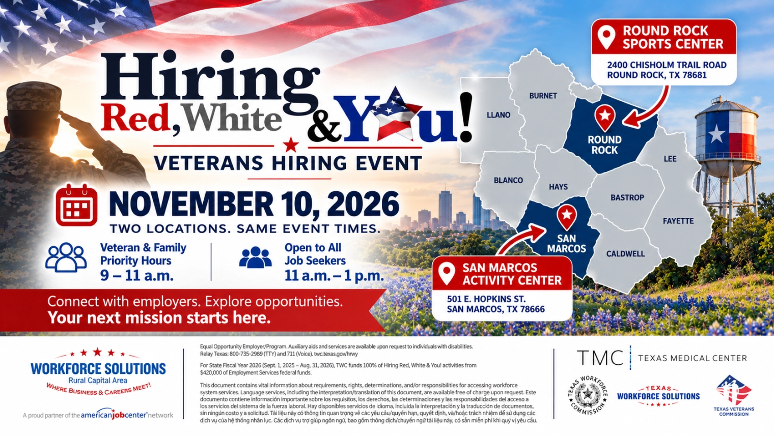 Your Next Mission Starts Here: Hiring Red, White & You! Returns to Central Texas