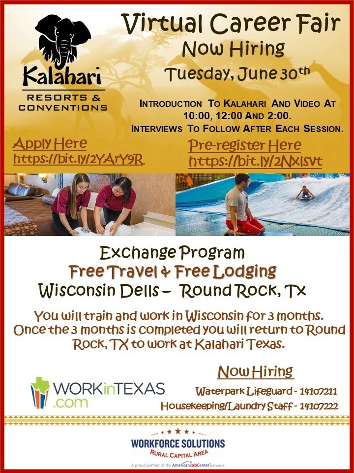 Don't Miss the Kalahari Resorts Virtual Career Fair on June 30 to Explore Paid Internship Exchange Opportunities